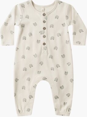 Quincy Mae bear print organic cotton romper